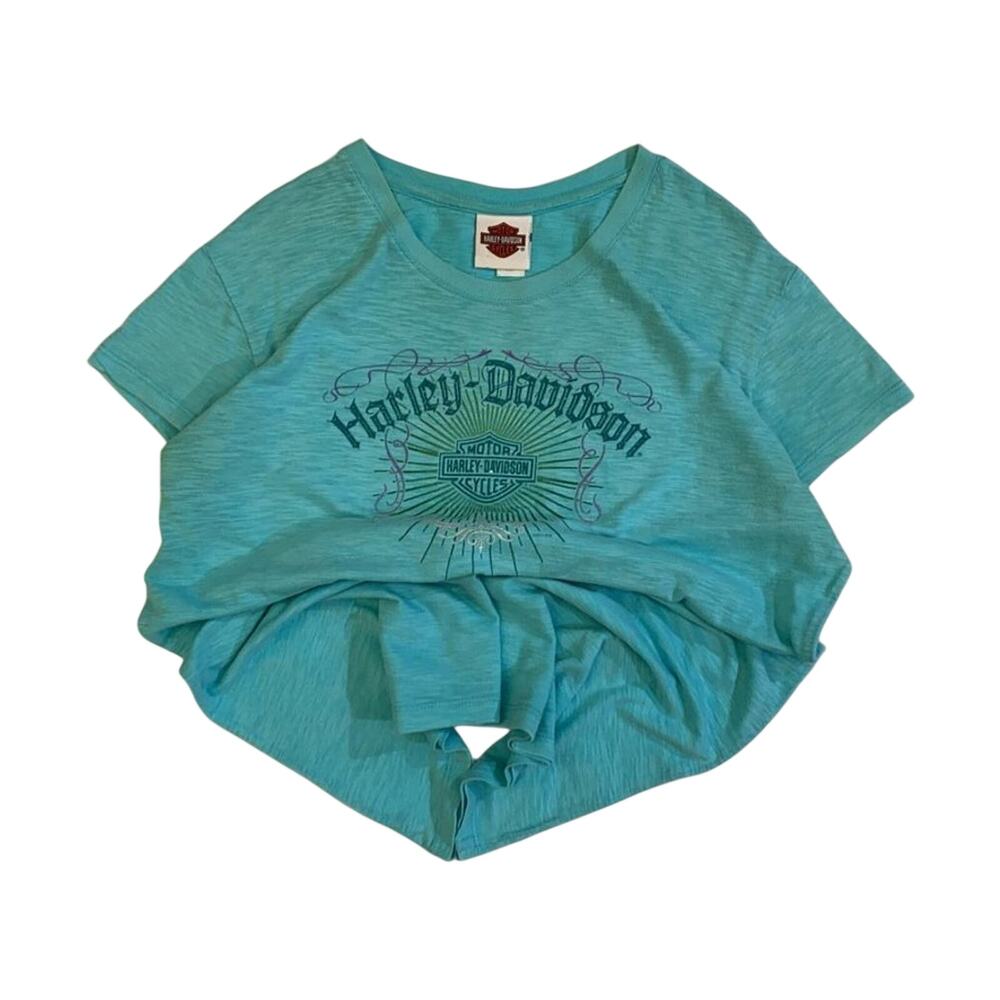 Harley Davidson Women's Short Sleeve T Shirt Turquoise 2XL